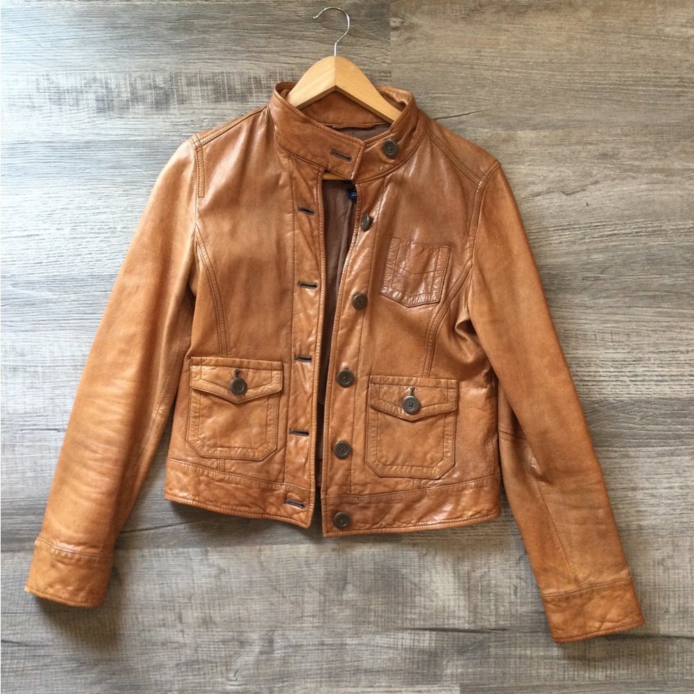 Vintage GAP genuine leather moto boho jacket coat